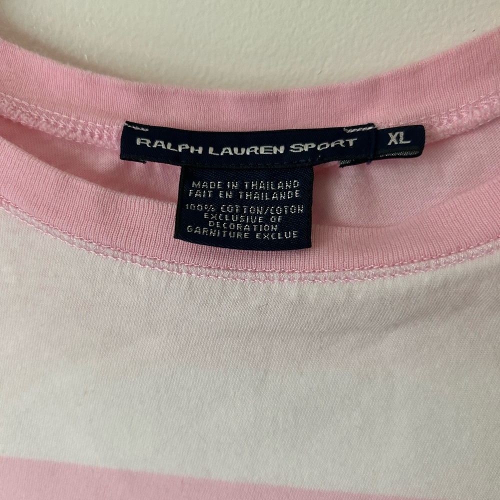 Ralph Lauren Pink and White Striped womens t shirt - Picture 3 of 5